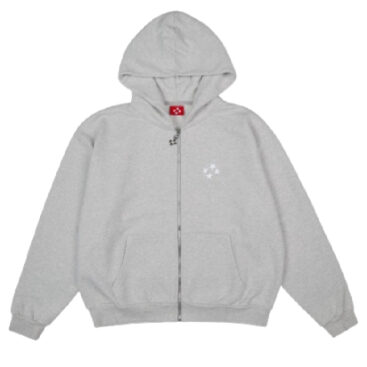 99 Based Logo Zip Hoodie Grey Melange