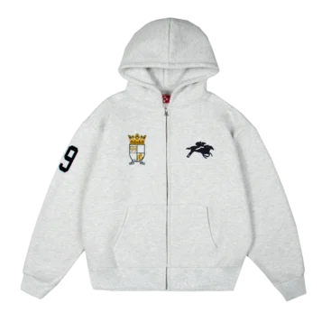 Royal Zip Hoodie [Grey Melange]