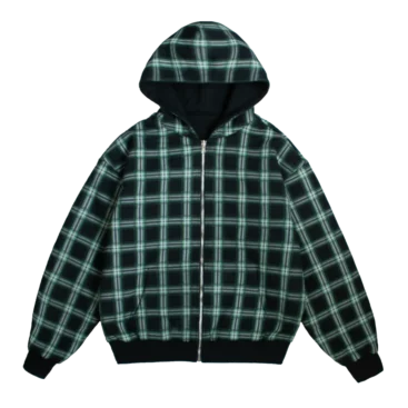 Reverse Plaid Zip Hoodie
