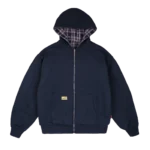 Reverse Plaid Zip Hoodie [Navy]