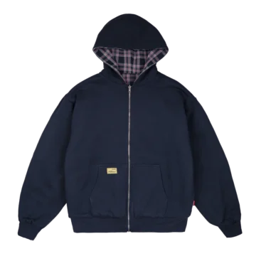 Reverse Plaid Zip Hoodie [Navy]