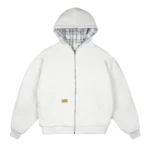 Reverse Plaid Zip Hoodie [White]