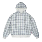 Reverse Plaid Zip Hoodie [White]